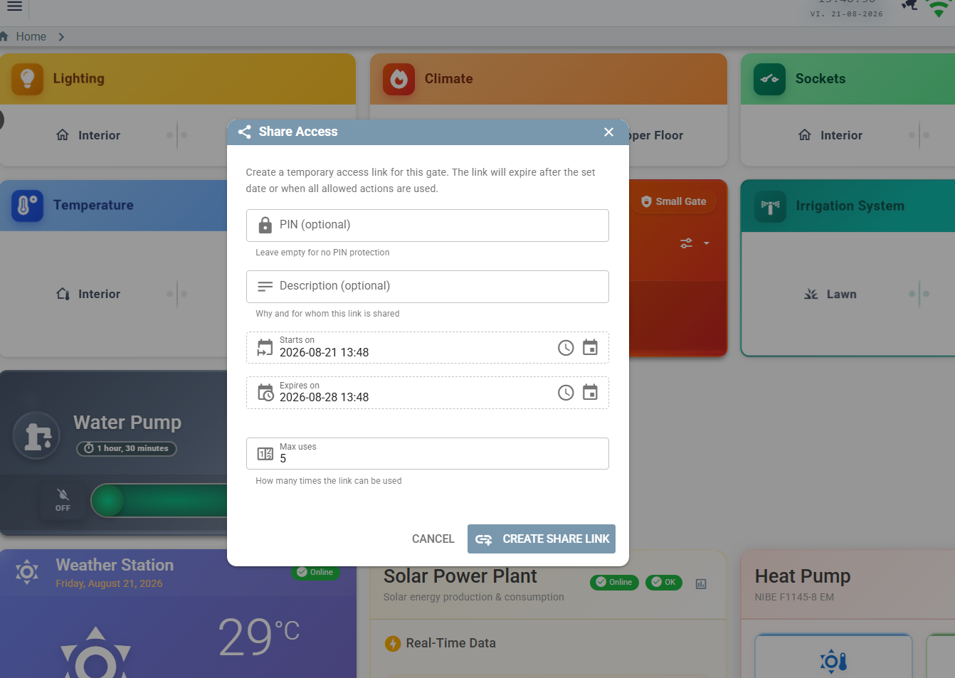 Share access dialog