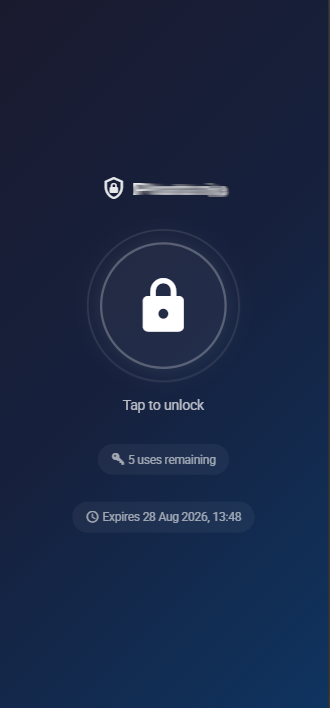 Guest gate page: tap to unlock, 5 uses remaining