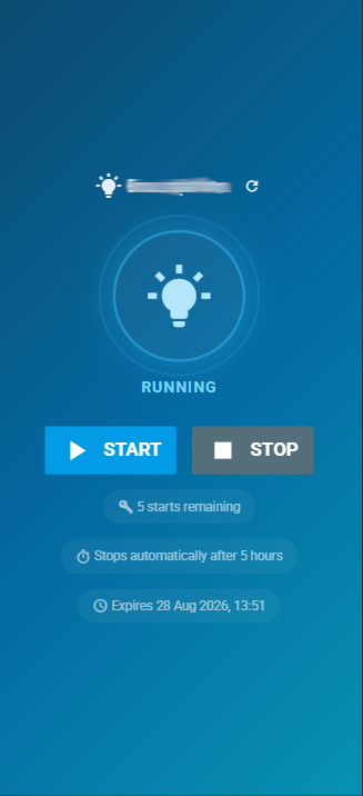 Guest switch page with start and stop controls